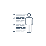 icon of a person standing next to a checklist